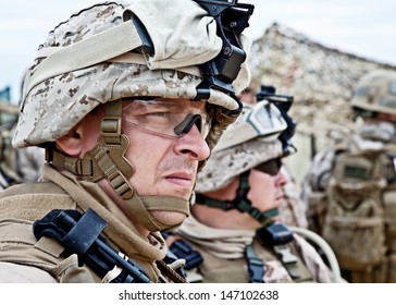 US Marine In The MARPAT Uniform And Protective Military Eyewear