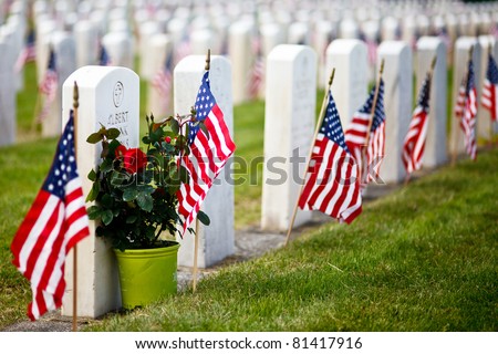 US Military Cemetery flying the US flags