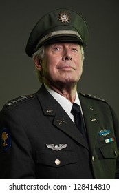 US military general in uniform. Studio portrait.