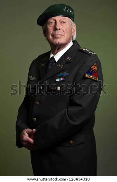 Us Military General Wearing Beret Studio Stock Photo 128434310 ...