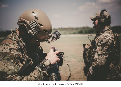 Us Military Soldier  ,  US Marine In The MARPAT Uniform And Protective Military Eyewear