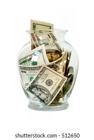 US Money In A Glass Jar