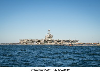 U.S. Naval Warships At Base In Norfolk, Virginia.