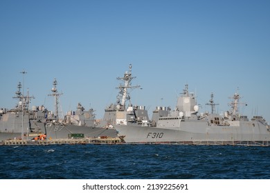 U.S. Naval Warships At Base In Norfolk, Virginia.