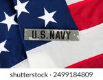 U.S. Navy Branch Tape on national USA flag background