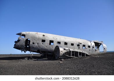 US Navy DC-3 aircraft wreckage in Iceland near Vic city