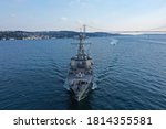 U.S. Navy Destroyer warship transits Istanbul Strait in Turkey