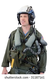 U.s. Navy Fighter Pilot In Full Gear By His Jet, I