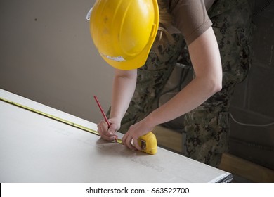 US Navy Seabees Help Habitat For Humanity NYC On A Housing Building Project In Brooklyn During Fleet Week New York, Celebrating Sea Services And 75th Anniversary Of The Seabees, NEW YORK MAY 25 2017.