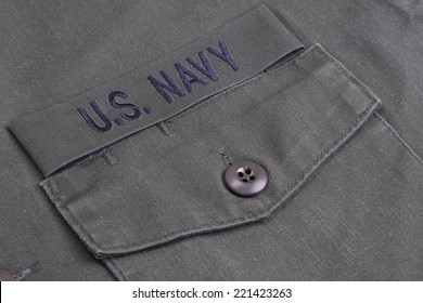 Us Navy Uniform With Blank Dog Tags Background