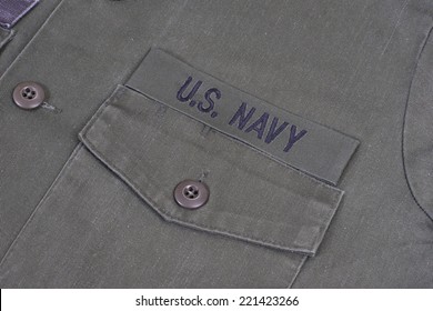 Us Navy Uniform With Blank Dog Tags Background