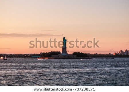 Similar – Image, Stock Photo Staten Island Ferry in Front of New York City’s Skyline