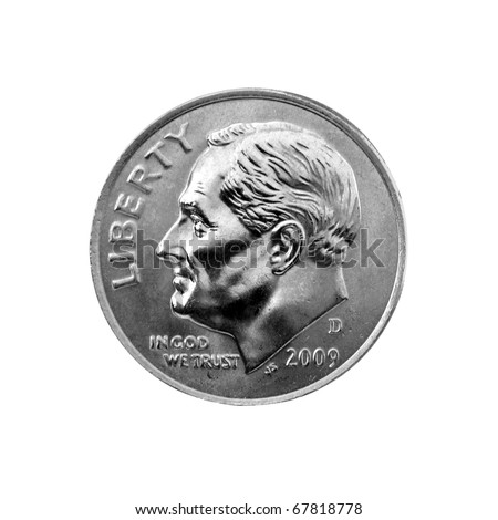 US one dime coin (ten cents) with Path