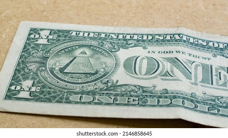 US One Dollar Bill Close Up Backside All Seeing Eye And Pyramid