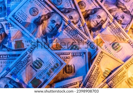US one hundred dollar banknotes. Money background.