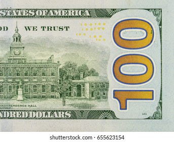 US One Hundred Dollar Bill Closeup