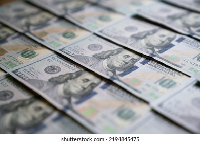 US one hundred dollars bills money line pattern, close up - Shutterstock ID 2194845475