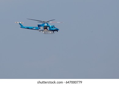 US Park Police (USPP) Bell 412 Ranger Helicopter Eagles Squadron Over The Potomac River On May 18, 2017
