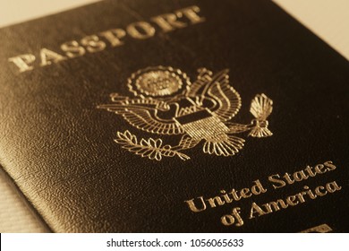 US Passport Cover Toned Blurred Closeup Background Photo