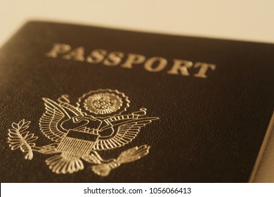 US Passport Cover Toned Blurred Closeup Background Photo