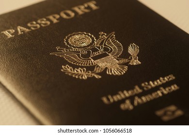 US Passport Cover Toned Blurred Closeup Background Photo