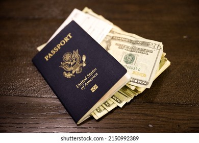 U.S. Passport, Wad Of Cash, CDC Covid Card