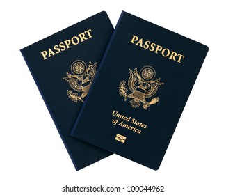 Us Passports Over White Background