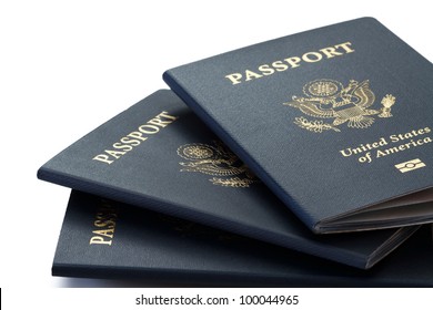 Us Passports Over White Background