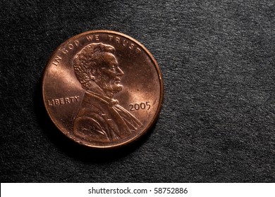 US Penny With Black Background