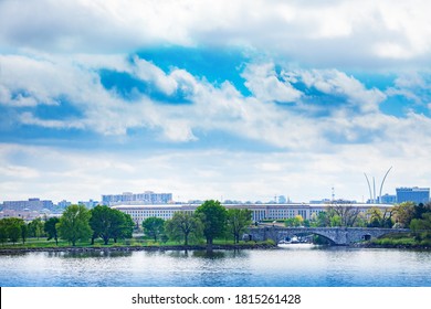 US Pentagon Over Potomac River In Arlington, Virginia