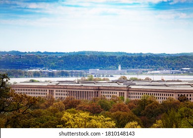 US Pentagon And Potomac River In Arlington, Virginia