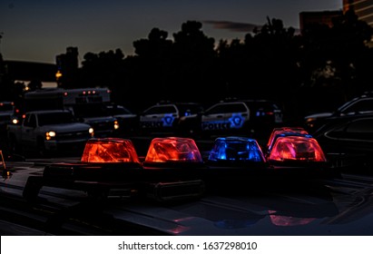 US Police Car Lights Flashing