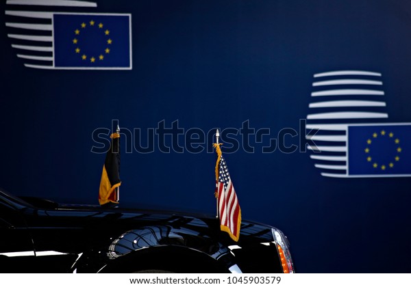 US President Donald\
Trump arrives at the European Council building in Brussels,\
Belgium, on May 25, 2017. 