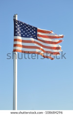 Download US Ragged Flag Torn Sky Stock Photo (Edit Now) 108684296 ...