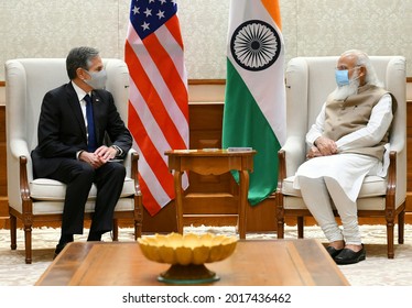 The US Secretary Of State, Mr. Antony J. Blinken Calling On The Prime Minister, Shri Narendra Modi, In New Delhi On July 28, 2021.