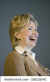 U.S. Senator, Former First Lady And Presidential Candidate, Hillary Clinton, Smiling During Rally After Iowa Democratic Presidential Debate, Drake University, Des Moines, Iowa, August 19, 2007