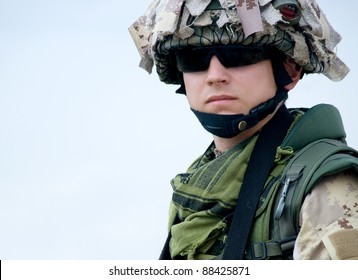 US Soldier In Desert Uniform