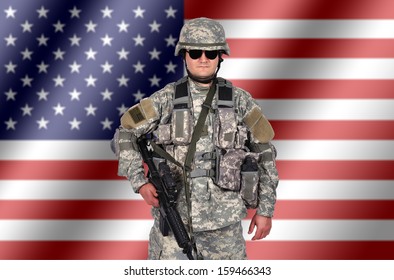 Full Length Patriotic Soldier Sitting On Stock Photo 184353026 ...