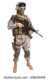 US Soldier On White Background