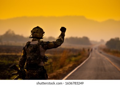 US Soldiers Signal Them To Stop Walking