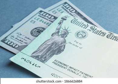  A US Stimulus Check With Some One-hundred-dollar Bills