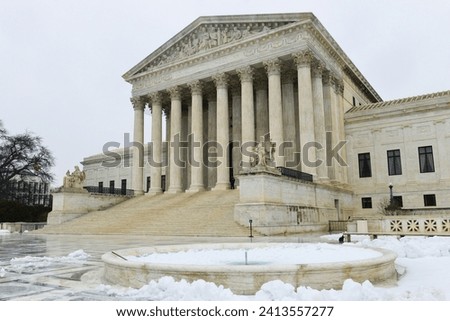 U.S. Supreme Court Building in snow - Washington D.C. United States