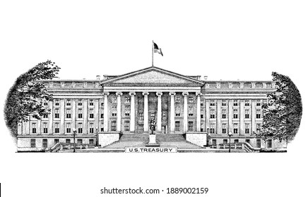 U.S. Treasury Building Cut From 10 Dollar Banknote