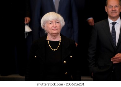 US Treasury Secretary Janet Yellen Arrives To Attends During A Meeting Of Eurogroup Finance Ministers, At The European Council In Brussels, Belgium, 12 July 2021.
