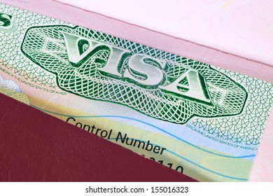 US Visa In A Passport Macro