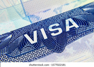 US Visa Sticker In A Passport. Allows You To Enter The United States Of America. Business 