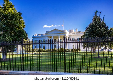 US White House Washington DC Flag At Half Staff