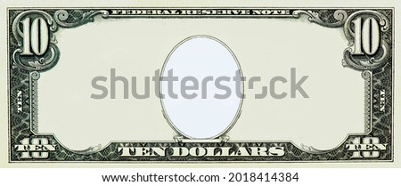 U.S.A. 10 dollar border with empty middle area. Clear Ten dollar banknote pattern for your picture or text.
