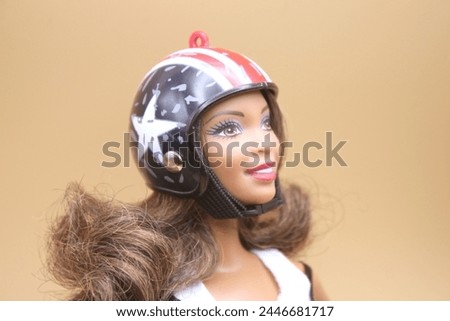USA 1:6 Scale Doll Miniature Motorcycle Helmet with Stars and Stripes