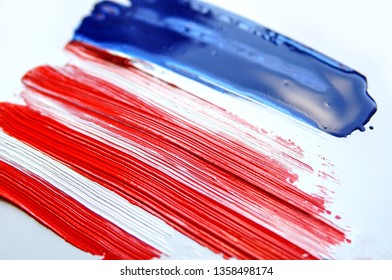  USA abstract grunge painted flag horizontal banner. Template for usa national holiday greeting card, invitation, poster, flyer - Shutterstock ID 1358498174